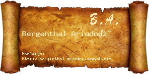 Bergenthal Ariadné névjegykártya